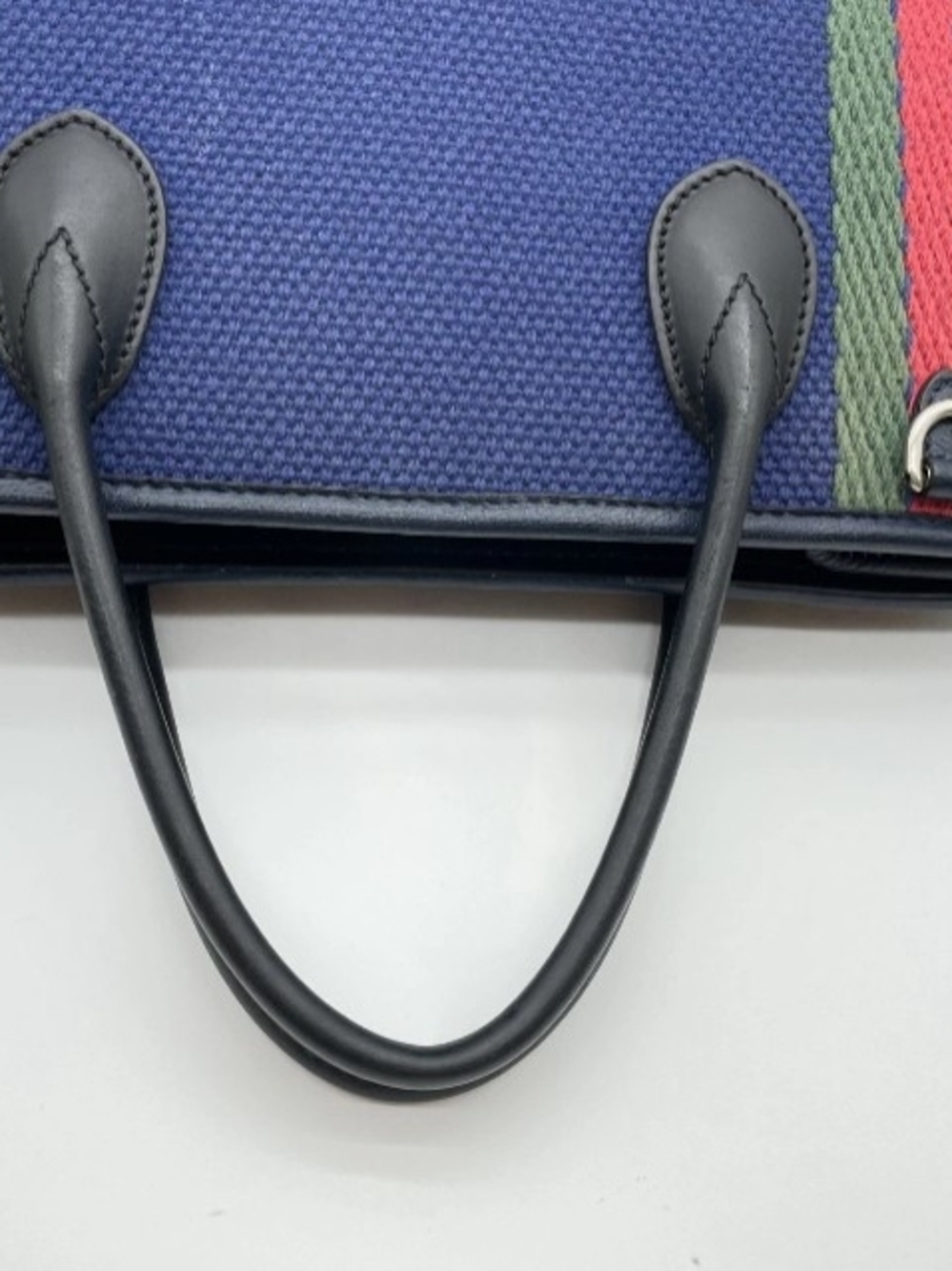 SALE! Authentic Gucci Interlocking G Sherry Line Cotton Leather Navy Tote W/DB - Picture 12 of 17
